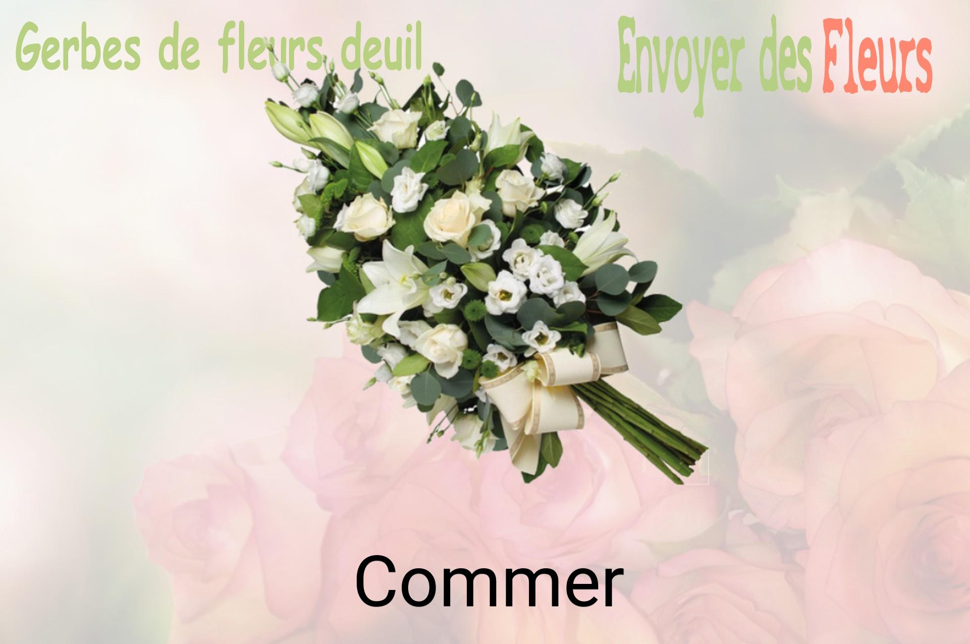 Gerbe de fleurs de deuil livrée à Commer